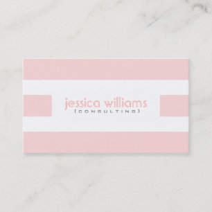 Carte De Visite Moderne Pail Rose rayures sur blanc