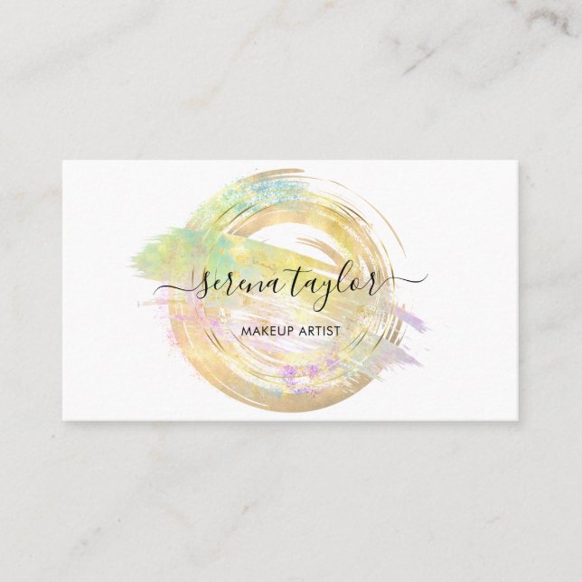 Carte De Visite Moderne Pastel Faux Opal Stone Professionnel Éléga (Devant)