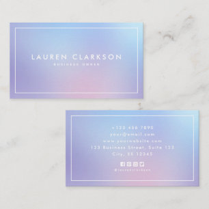 Carte De Visite Moderne Pastel Gradient Ombre, les icônes des médi