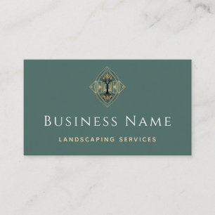 Carte De Visite Moderne Pastel Green Landscaping Gardener Tree Roo