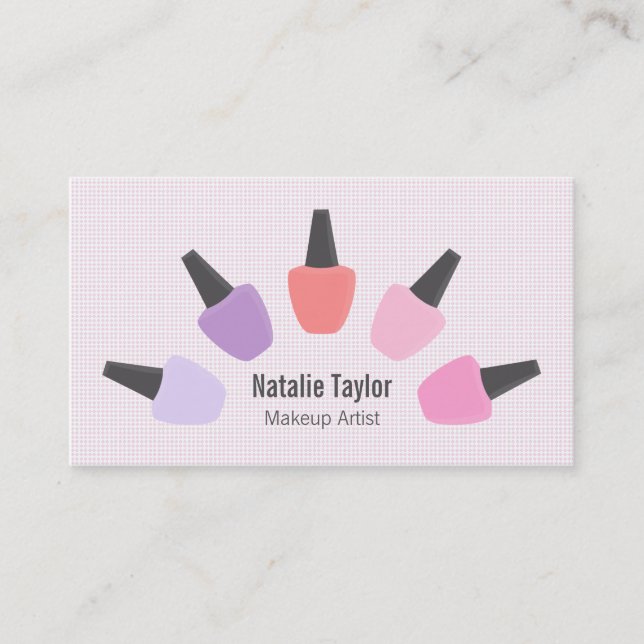 Carte De Visite Moderne Pastel Nail Polonais Maquillage Artiste (Devant)