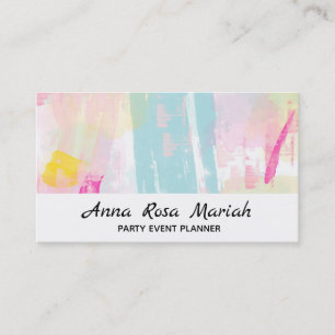 Carte De Visite *~* Moderne Pastel Turquoise Rose Jaune Abstrait