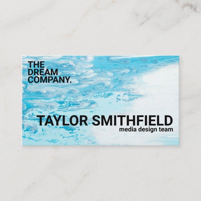 Carte De Visite Moderne Peinture Bleue Splatter tendance (Devant)