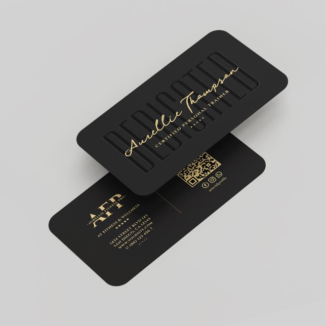 Carte De Visite Moderne Personal Trainer Fitness Wellness Noir (Modern Personal Trainer Fitness Wellness Black Business Card
)