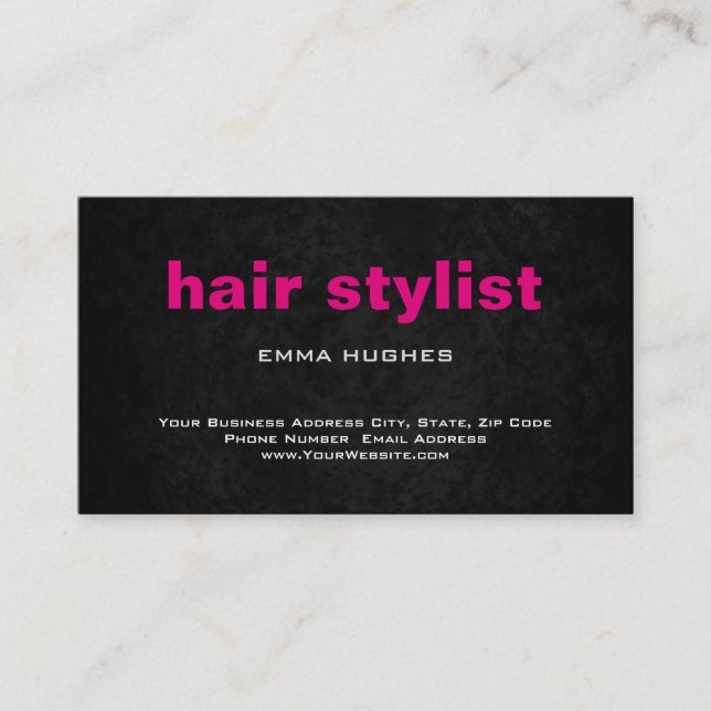 Carte De Visite Moderne Plain Simple Grey Pink Hair Styliste (Devant)