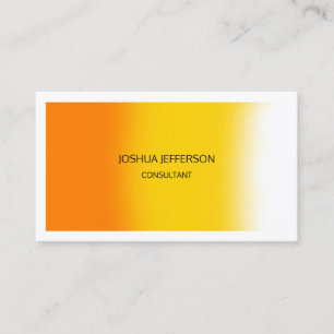 Carte De Visite Moderne Plat Orange Jaune Blanc Deux Côtés