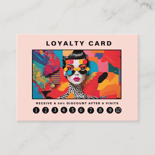 Carte De Visite Moderne pop art tendance Loyauté 10 Salon (Devant)