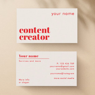 Carte de visite moderne pour créateur de contenu