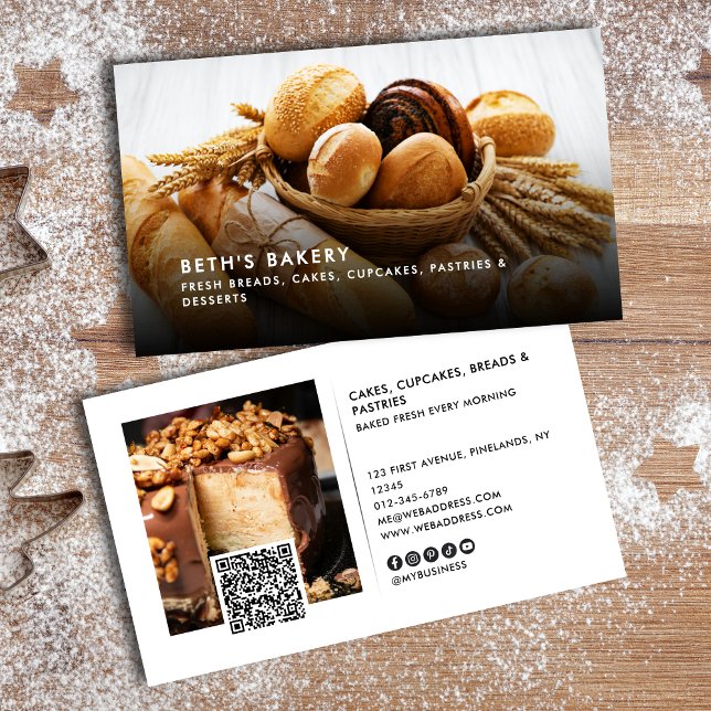 Carte De Visite Moderne Professionnel 2 Photos QR Code & Socials (Créateur téléchargé)