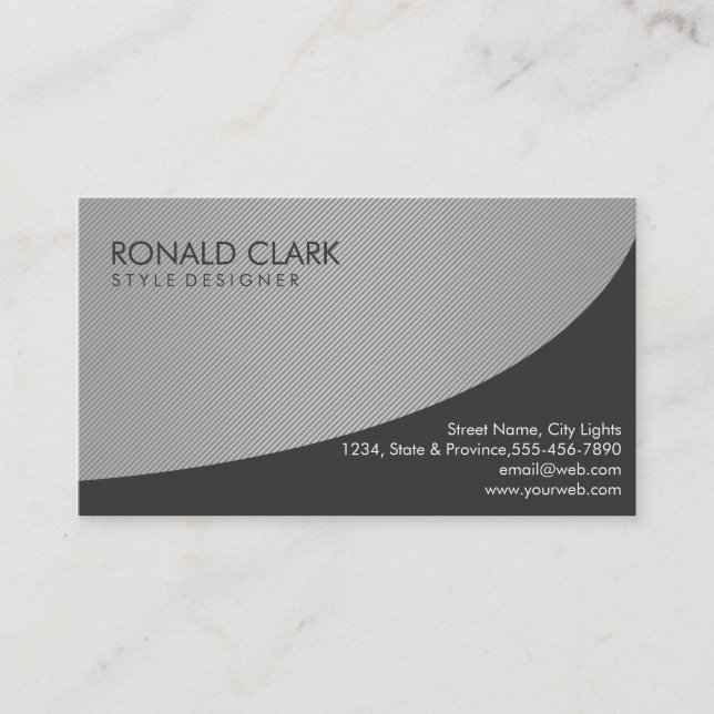 Carte De Visite Moderne professionnel Black Metal Acier Argent (Devant)