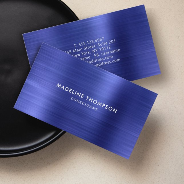 Carte De Visite Moderne professionnel brossé métal Royal Blue (Créateur téléchargé)