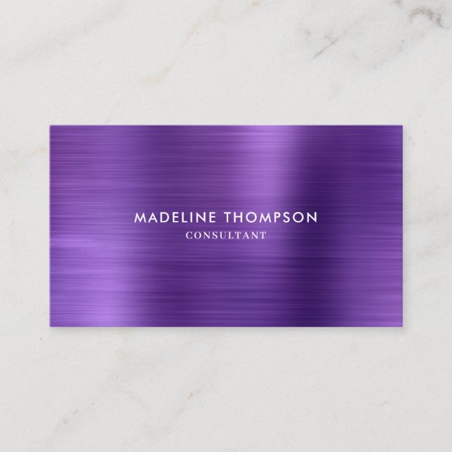Carte De Visite Moderne professionnel brossé métal violet (Devant)