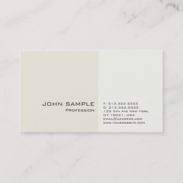 Carte De Visite Moderne Professionnel Classy Clean Plain (Devant)