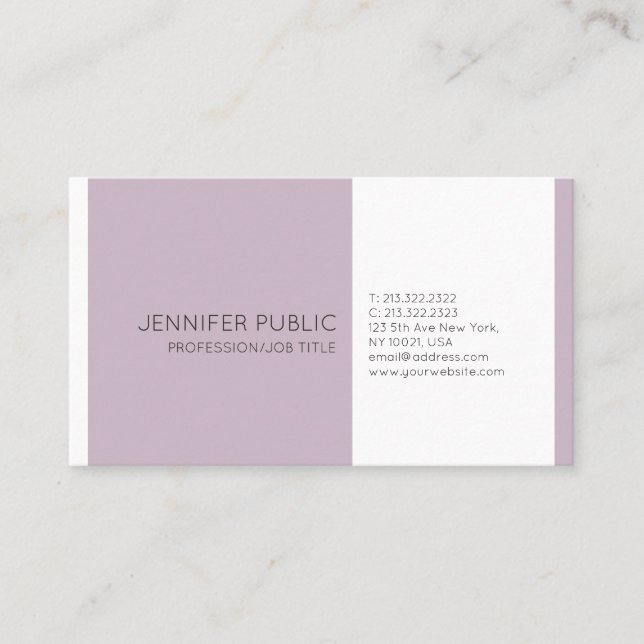 Carte De Visite Moderne Professionnel Créatif Chic Plain Élégant (Devant)