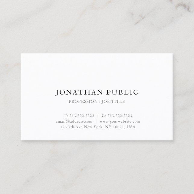 Carte De Visite Moderne Professionnel Design simple Modèle élégant (Devant)