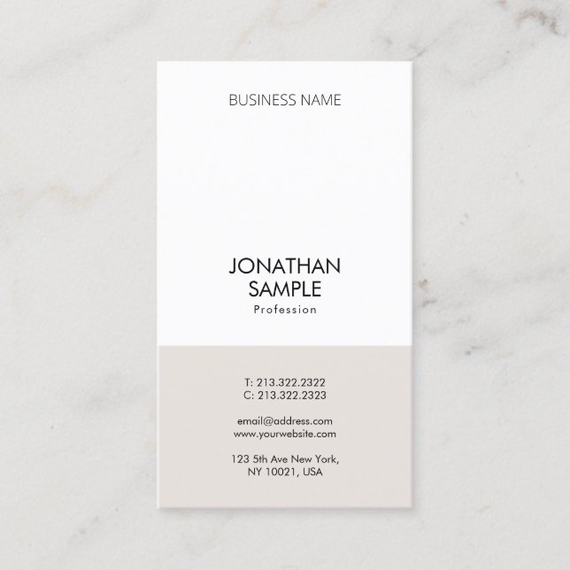 Carte De Visite Moderne Professionnel Design Simple Vertical Plain (Devant)