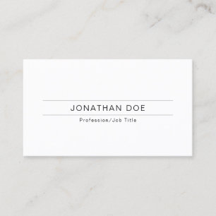 Carte De Visite Moderne Professionnel Élégant Blanc Simple Plain