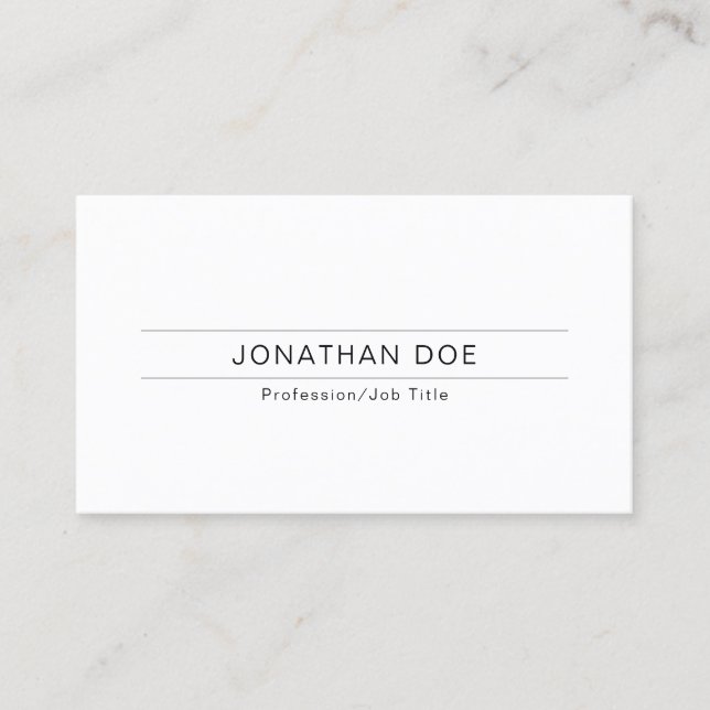 Carte De Visite Moderne Professionnel Élégant Blanc Simple Plain (Devant)