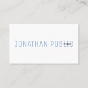 Carte De Visite Moderne Professionnel Élégant Bleu et Blanc Simple
