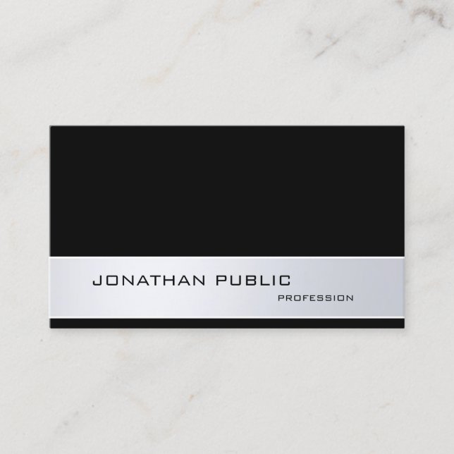 Carte De Visite Moderne professionnel élégant Silver Black tendanc (Devant)
