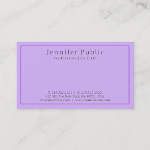 Carte De Visite Moderne professionnel élégant Violet Plain Luxe