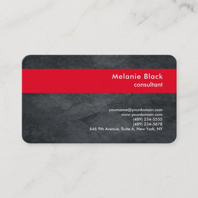 Carte De Visite Moderne professionnel gris rouge élégant tendance (Devant)