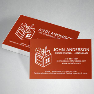 Carte De Visite Moderne Professionnel Handman Services Rouge