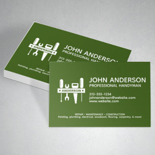 Carte De Visite Moderne Professionnel Handman Services Vert