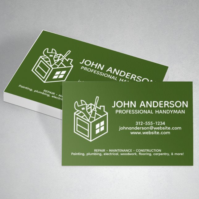 Carte De Visite Moderne Professionnel Handman Services Vert (Créateur téléchargé)