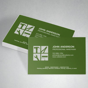 Carte De Visite Moderne Professionnel Handman Services Vert