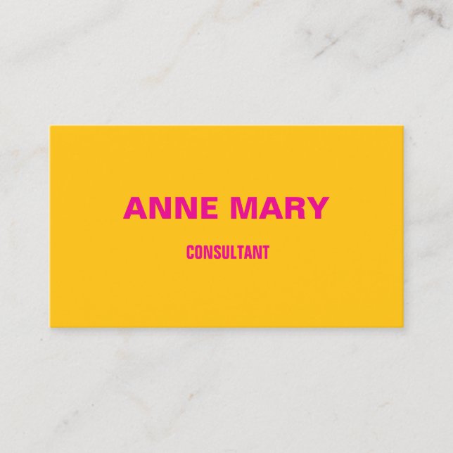Carte De Visite Moderne professionnel Jaune Orange Hot rose tendan (Devant)