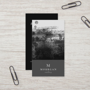 Carte De Visite Moderne Professionnel Noir Monogrammé Gris