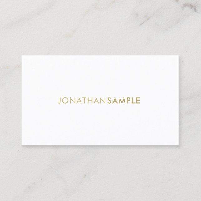 Carte De Visite Moderne Professionnel Or Blanc Élégant Simple (Devant)