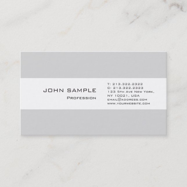 Carte De Visite Moderne Professionnel Plat Simple Élégant Gris (Devant)