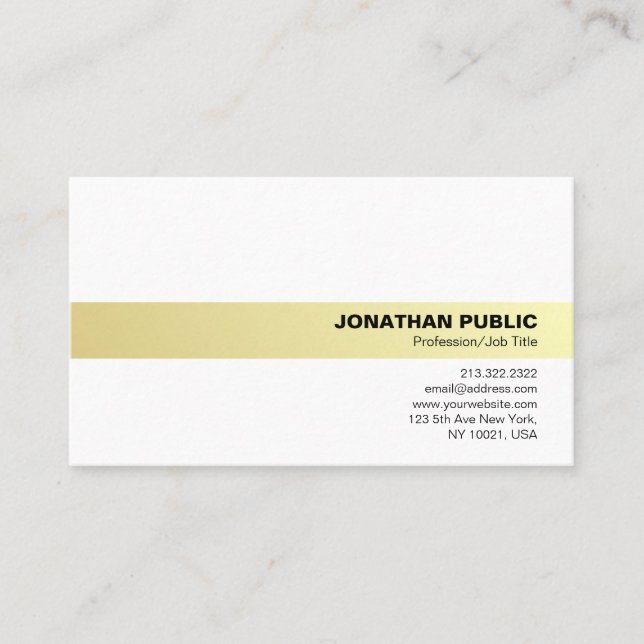 Carte De Visite Moderne Professionnel Simple Élégant Or Blanc (Devant)
