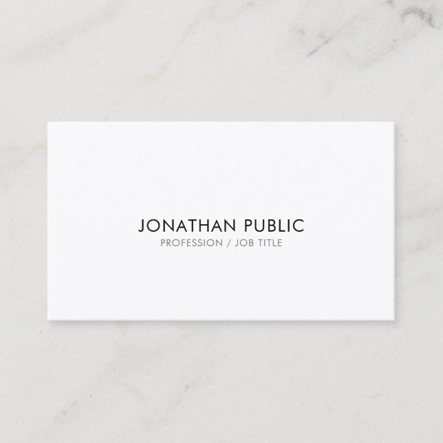 Carte De Visite Moderne Propre Chic Élégant Blanc Professionnel Pl (Devant)