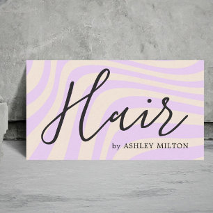 Carte De Visite Moderne Purple Pastel Lignes Abstraites Cheveux Gr