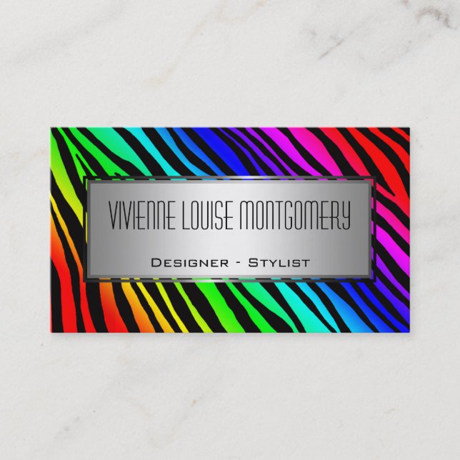 Carte de visite moderne Rainbow Zebra Professional (Devant)
