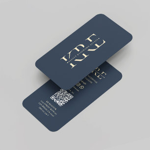 Carte De Visite Moderne Realtor Monogram Immobilier Bleu foncé
