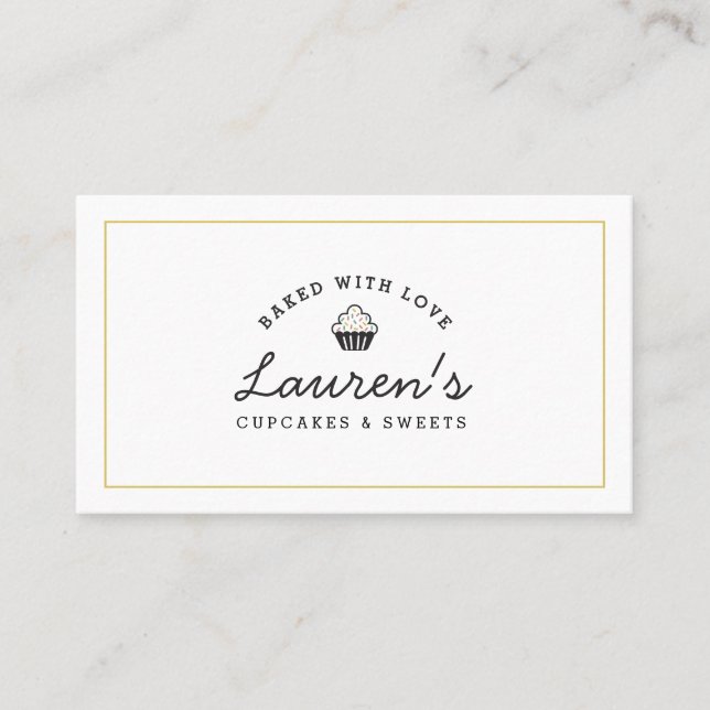 Carte De Visite Moderne Retro Accueil Boulangerie Logo Cupcakes Sw (Devant)