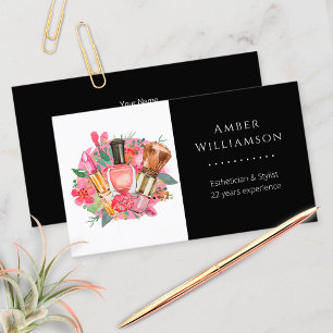 Carte De Visite Moderne rose Aquarelle Maquillage Artiste Girly Ch