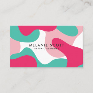 Carte De Visite Moderne rose blanc turquoise abstrait minimaliste