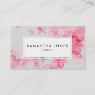 Carte De Visite Moderne rose Floral Paysage design fleuriste