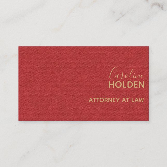 Carte De Visite Moderne Rouge Pebbled Cuir Texture Professionnel (Devant)