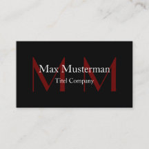 Moderne schwarze Monogramm Visitenkarte