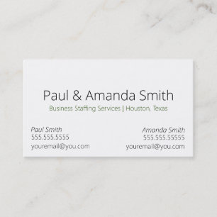 Carte de visite moderne simple avec 2 noms et cont