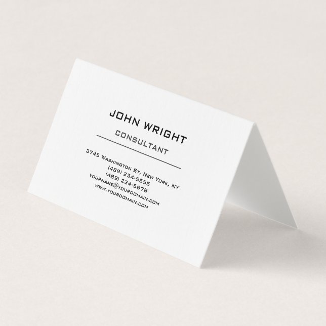 Carte De Visite Moderne, simple, blanc, élégant (Devant)