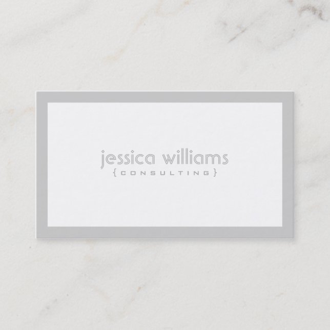 Carte De Visite Moderne simple blanc et gris clair (Devant)
