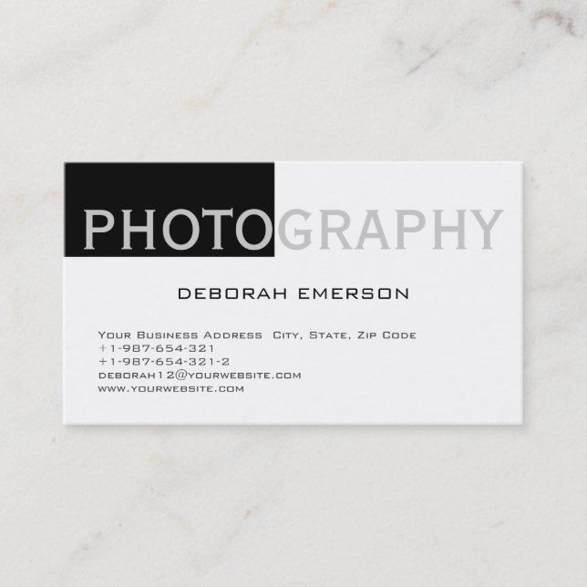Carte de visite moderne simple blanc noir standard (Devant)
