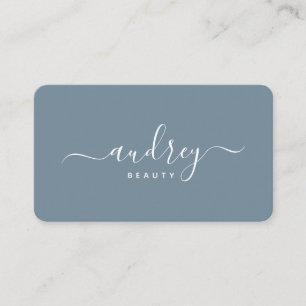 Carte De Visite moderne Simple bleu poussiéreux Signature Typograp